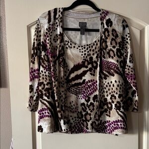 Chico’s Bold Animal Print Tank Top and cardigan set 0